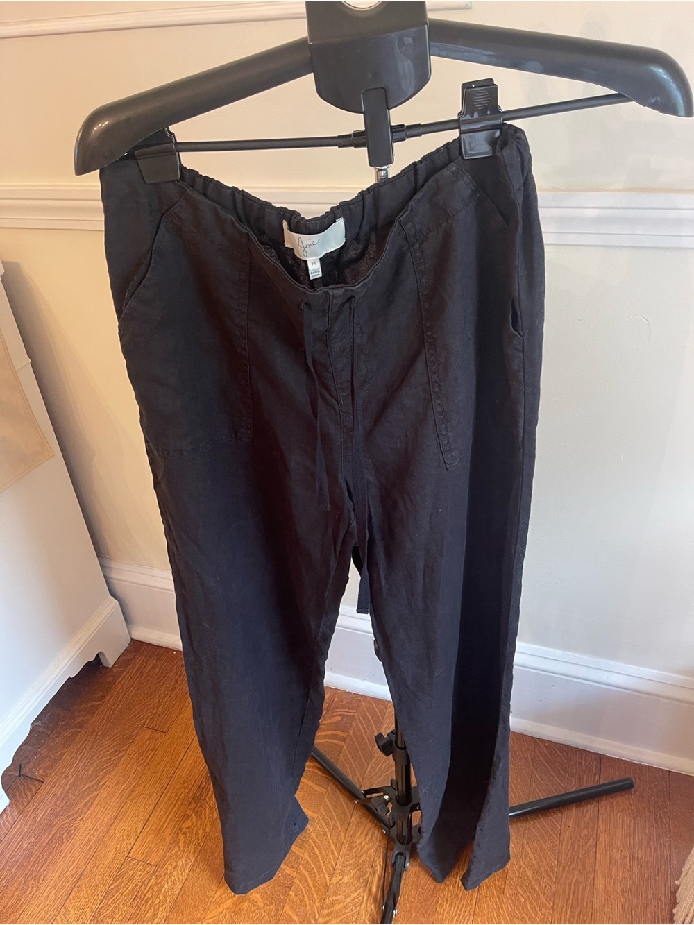 Joie Black Wide-Leg 100% Linen Pants
